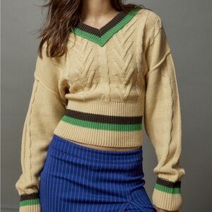 BDG Clarice Cable Knit V-Neck Sweater